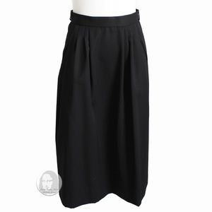 Geoffrey Beene Skirt Black Wool Pleated Flare Hem Classic Preppy Power Suit 90s
